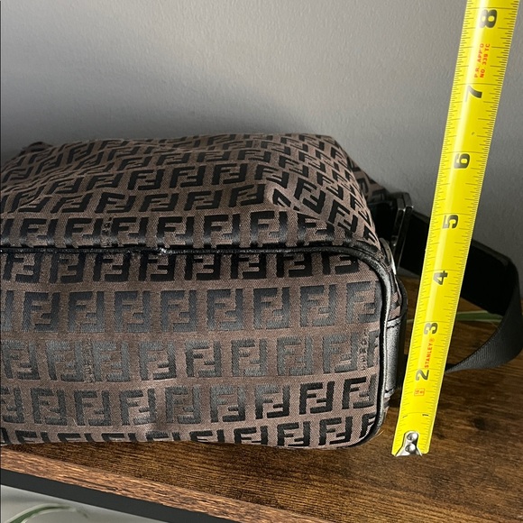 Fendi Brown FF Monogram Shoulder Bag with Black Strap - Picture 6 of 16